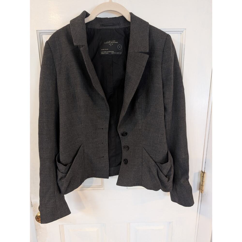 AllSaints Wool Cashmere Tailored Blazer Jacket Size 10 Charcoal Gray